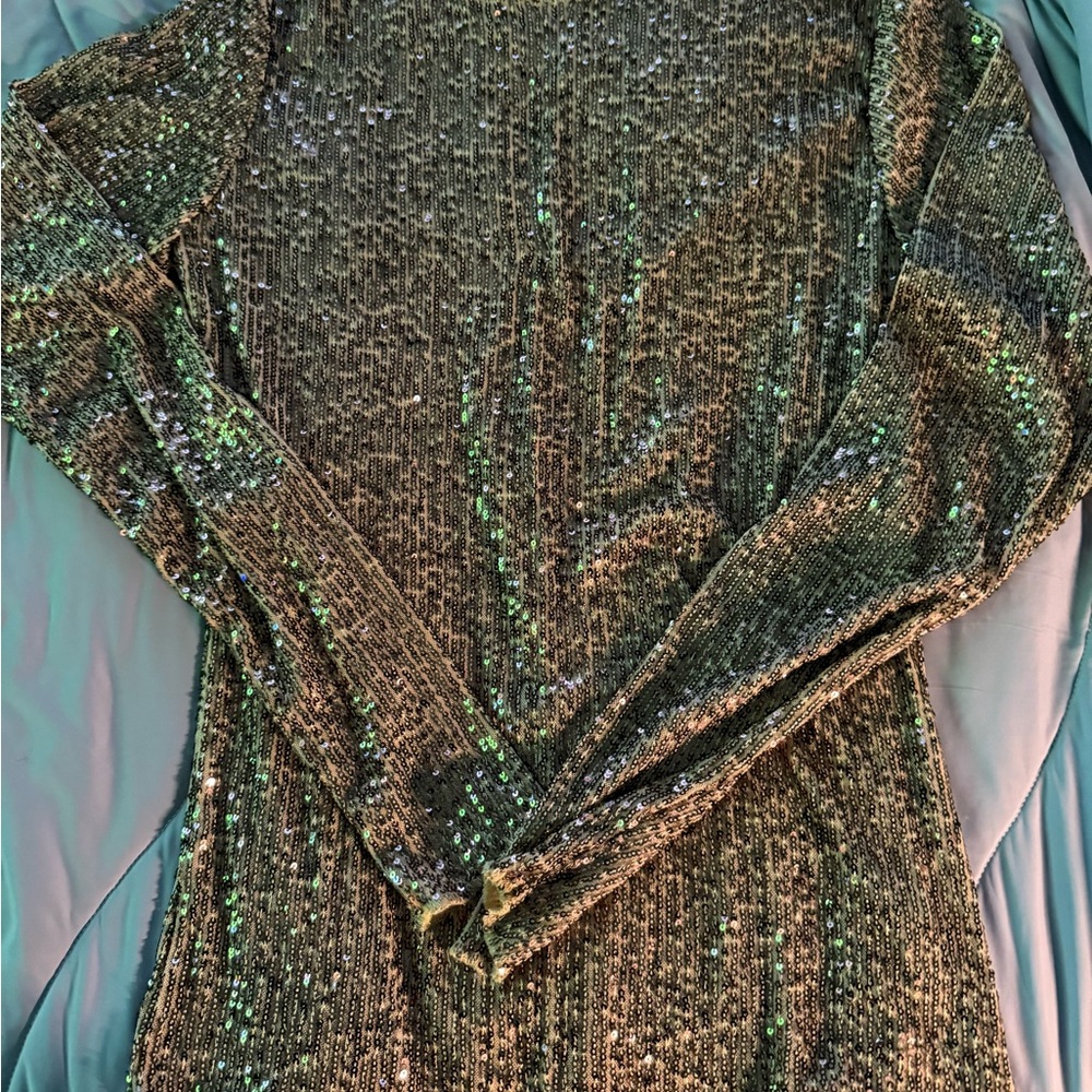 Free People Gold Sequin Long Sleeve top